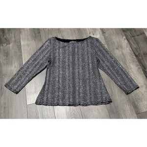 John Roberts Women's Blouse Size 10 Black/White Striped